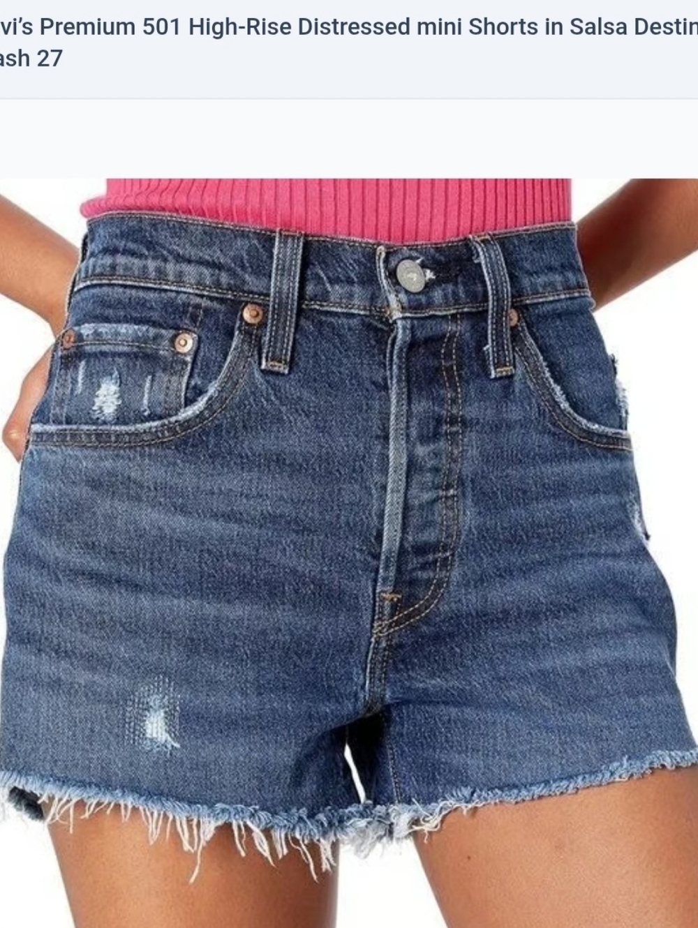 NWT. LEVI'S PREMIUM 501 SHORTS A HIGH RISE FITTED THROUGH THE HIP.  SZ 32.
